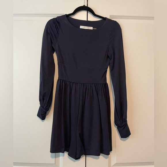 Susana Monaco Open Back Puff Sleeve Romper Sz XS in Midnight Navy - Picture 4 of 9